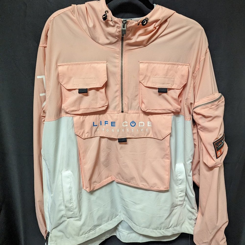 J03. PINK PULLOVER WINDBREAKER SIZE XL
